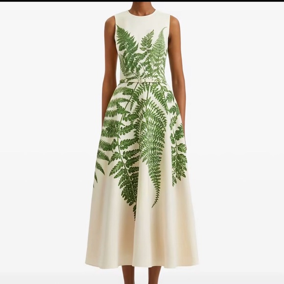 not branded boutique Dresses & Skirts - Sleeveless Cream Maxi Dress with Green Fern Print Size 4